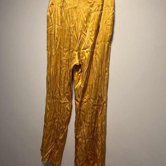 NWT ANTHROPOLOGIE COREY LYNN CALTER PETRA SATIN WIDE LEG TROUSER PANTS YELLOW L - Picture 7 of 9